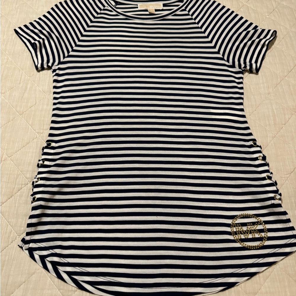NWOT Michael Kors Navy/White T-Shirt - Small